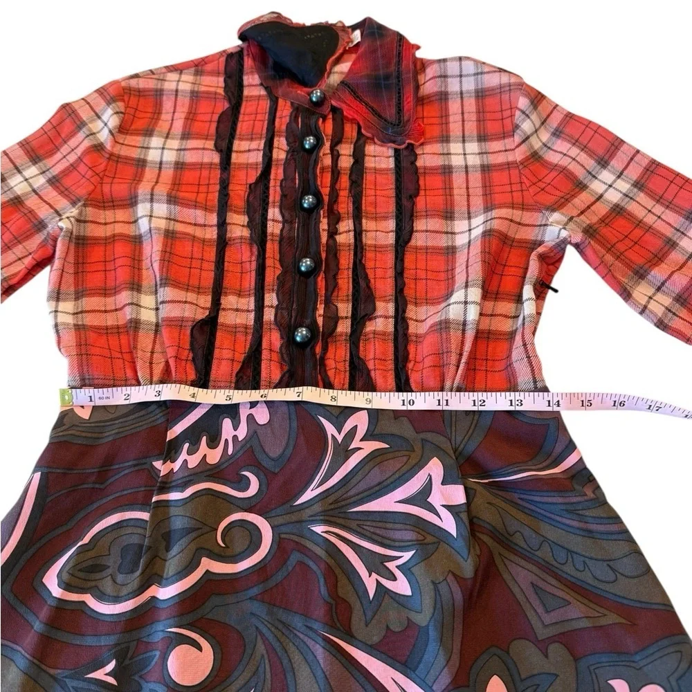 COACH 1941 Plaid Peter Pan Collar Mixed Silk Print Mini Dress – Size 4 NWOT